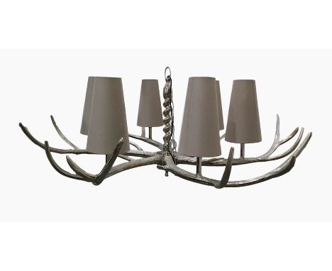 Six-light antler-style electrolier finished in a chrome-effect finish (VAT payable on hammer)