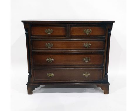 20th century mahogany chest of two short over three long drawers, to bracket feet, 86cm 