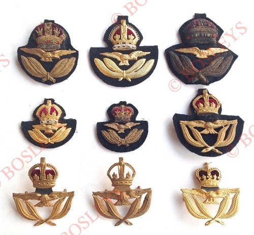 Selection of RAF Officer & Warrant Officer Cap Badges.. Comprising ...