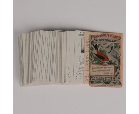 Our Bird Friends is an antique card game with 56 educational cards, rules, and testimonials. Published and copyrighted by the