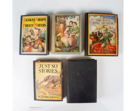 Group of five antique and vintage books. Includes The Boy's King Arthur by Sir Thomas Malory and edited by Sidney Lanier with