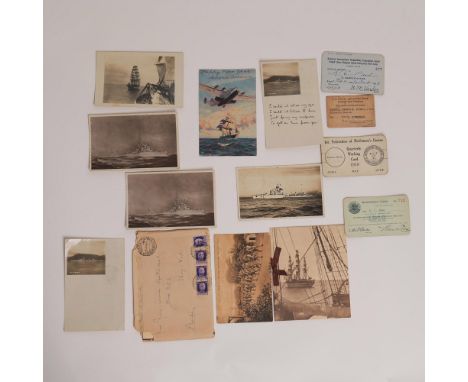 Set of ten black &amp; white and color postcards and four Union and Naval base cards. It includes two Italian ships Frigate C