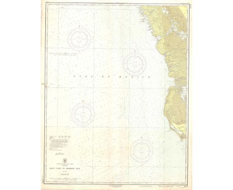 Depicts a colored map of land and waterways from East Cape to Mormon Key. Publishing stamp by "The U.S Coast and Geodetic Sur