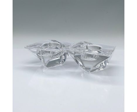 A clear square shaped with a twist. Orrefors stickers and engraved mark. Issued: c. 2003-2016Dimensions: 4"L x 4"W x 2.25"HMa