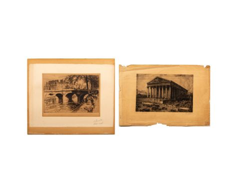 PR1C4 Gorgeous black &amp; white engravings. The Pont Neuf in Paris is engraved on a light brown wash paper. It represents th