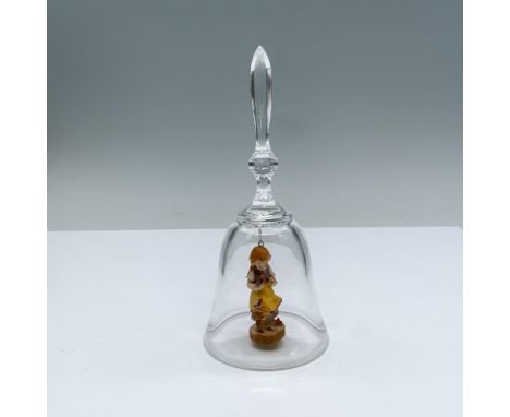 Beautiful lead crystal bell with a small detailed wooden figurine of a girl and three birds. Issued: 20th c. Dimensions: 3"di