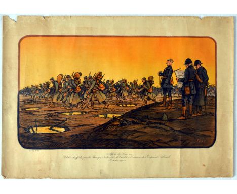 Original vintage War Loan poster issued in France for the National Loan oferred by the National Credit Bank.  Affiche de Sem,