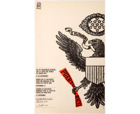 Original vintage Cuban propaganda poster World Day of Solidarity With the Struggle of the People of Puerto Rico September 23 