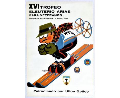 Original vintage skiing poster for the XVI Trofeo Eleuterio Arias Para Veteranos - XVI Eleuterio Arias Trophy For Veterans he