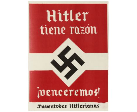 Original vintage Nazi propaganda poster in Spanish issued by the Juventudes Hitlerianas - Hitler Youth: Hitler was right - We