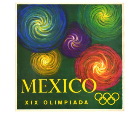 Original vintage sport poster for the 1968 Mexico Olympic Games officially known as the Games of the XIX Olympiad held from 1