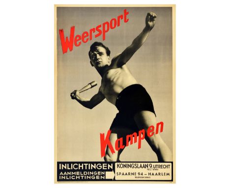 Original vintage Dutch World War Two propaganda poster from Nazi occupied Netherlands for Weersport Kampen / Outdoor Sport Co