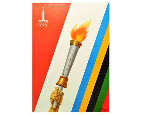 Original vintage Soviet sport poster for the 22nd Summer Olympic Games / Games of the XXII Olympiad in 1980 held in Moscow Ru