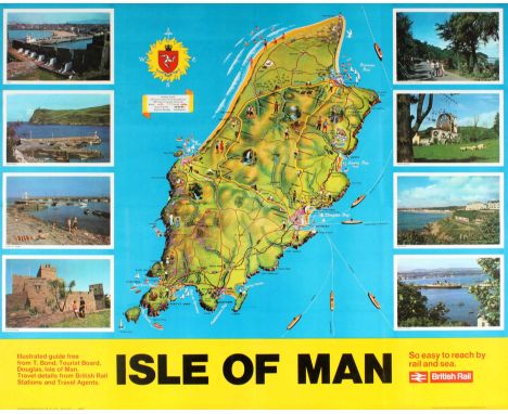 Original vintage British Rail travel poster advertising the Isle of Man - So easy to reach by rail and sea - published by Bri