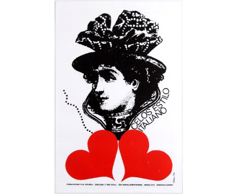 Original vintage movie poster for the Cuban release of Italian/Spanish movie Drama of Jealousy (Celos Estilo Italiano) direct