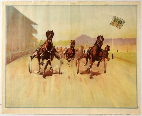 Original vintage sport poster for a horse racing event. This is a stock poster where details of the event would be added, it 