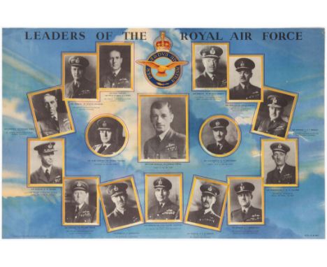 Original vintage British World War Two propaganda poster: Leaders of the Royal Air Force. Great poster honouring the leaders 