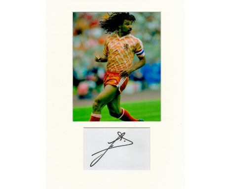 Football Ruud Gullit 16x12 overall Netherlands mounted signature piece includes signed album page and a superb colour photo p