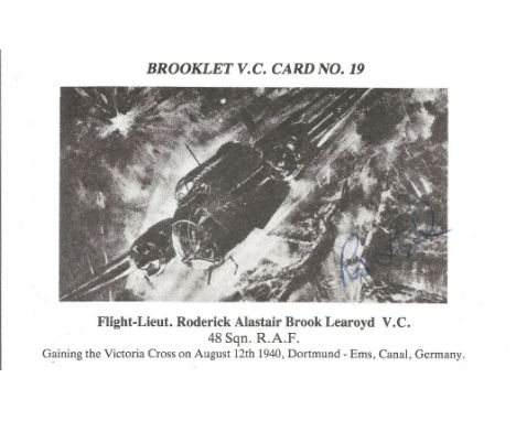 Flt Lt Roderick Alistair Brook Learoyd V. C. 48 Sqn R. A. F. Signed Brooklet V. C. Card no 19 Gaining The Victoria Cross Bomb