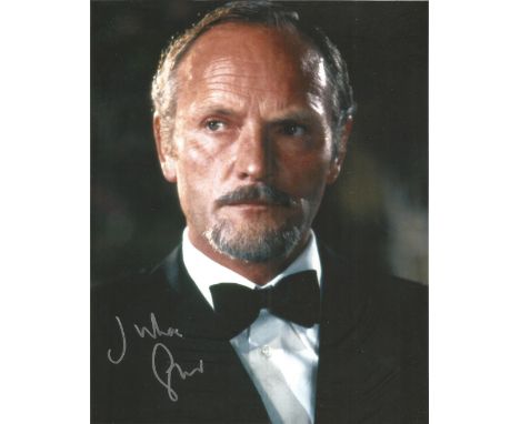 Julian Glover signed 10 x 8 inch colour James Bond photo portrait dinner jacket photo.  Good condition. All autographs come w