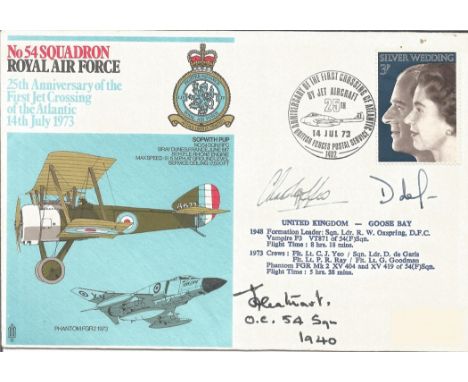 J Leathart OC 54 Sqn 1940 plus 2 Pilots who Flew the covers Multi Signed and Flown Commemorative Cover No 54 Squadron RAF 25t