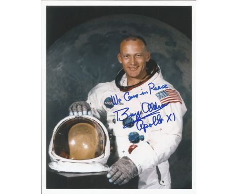 Buzz Aldrin famous American astronaut on the Gemini 12 1966 moon landing and space walk and the Apollo 11 in 1969 signed colo