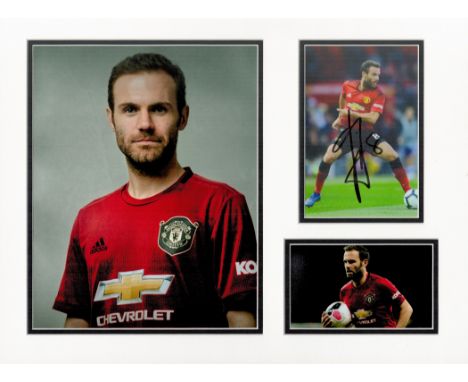 Football Juan Mata 16x12 overall Manchester United mounted signature piece includes one signed colour photo and two unsigned 