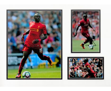 Football Sadio Mane 16x12 overall Liverpool mounted signature piece includes one signed and two unsigned colour photos pictur