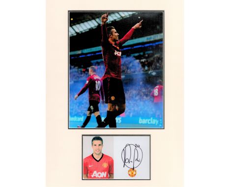 Football Robin Van Persie 16x12 overall Manchester United mounted signature piece includes signed album page and a colour pho