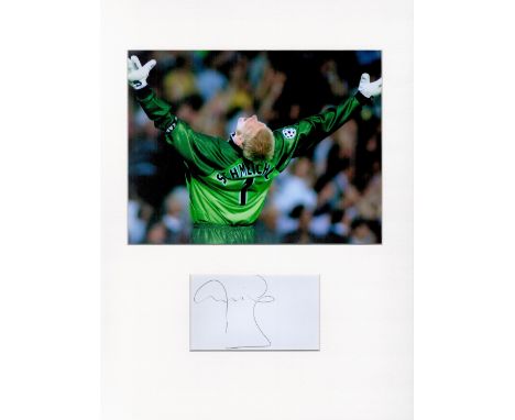Football Peter Schmeichel 16x12 overall mounted signature piece includes signed album page and a superb colour photo celebrat