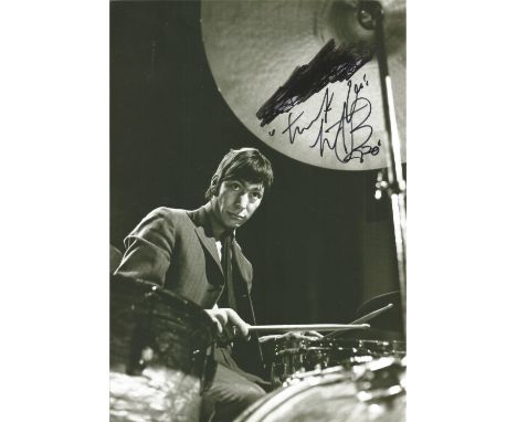 Charlie Watts signed 12x8 black and white photo. Charles Robert Watts (2 June 1941 - 24 August 2021) was an English musician 