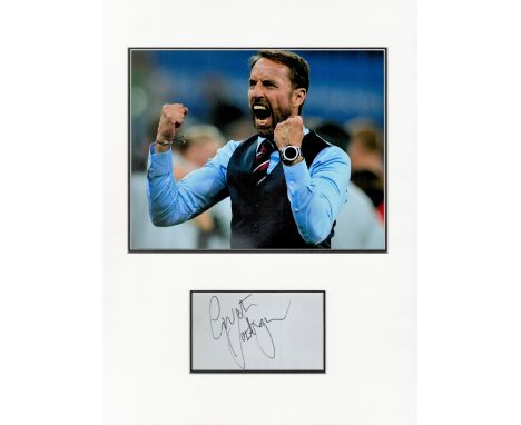 Football Gareth Southgate 16x12 overall England mounted signature piece includes signed album page and a colour photo picture