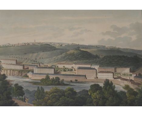 AFTER CLARK THE TOWN OF LANARK aquatint, 46 x 59cm, A View of New Lanark from the South, 14 x 17cm, and two maps of the Scott