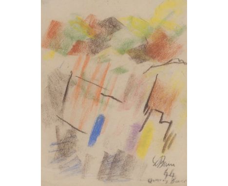 •DONALD BAIN (SCOTTISH 1904-1979) QUARRY FACE pastel, signed, inscribed and dated 1944, 25 x 20cm Condition Report: Available