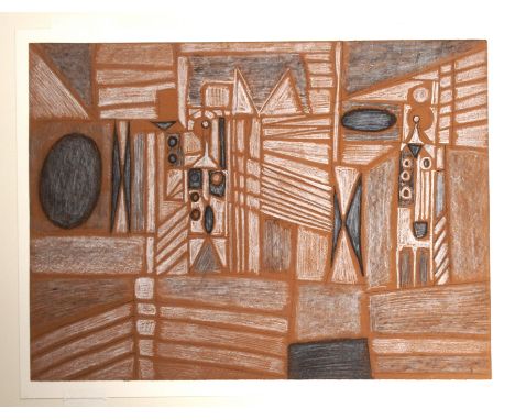 •CHARLES PULSFORD ARSA (SCOTTISH 1912-1989) GEOMETRIC DESIGN Chalk and pastel, 39 x 53cm Condition Report: Available upon req