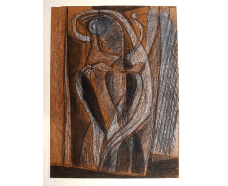 •CHARLES PULSFORD ARSA (SCOTTISH 1912-1989) UNTITLED FIGURE GROUP Chalk and pastel, unframed, 53 x 39cm Condition Report: Ava