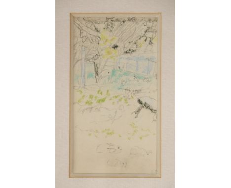 EDOUARD VUILLARD (FRENCH 1868-1940) VU DE PARC pencil and pastel, signed with initials, 18 x 9cm With JPL Fine Arts (London) 