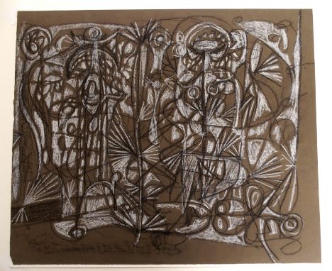 •CHARLES PULSFORD ARSA (SCOTTISH 1912-1989) ABSTRACT IN BROWN Chalk and pastel, unframed, 39 x 47cm Condition Report: Availab