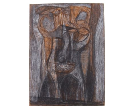 •CHARLES PULSFORD ARSA (SCOTTISH 1912-1989) ABSTRACT FIGURE Chalk and pastel, unframed, 53 x 39cm Condition Report: Available