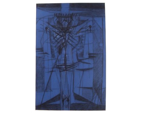 •CHARLES PULSFORD ARSA (SCOTTISH 1912-1989) CRUCIFIXION Conte pastel, inscribed and dated on the mount, 1952, unframed, 51 x 