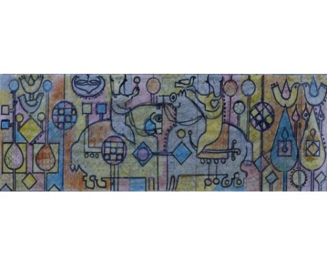 Sadegh Tabrizi, tribal study, mixed media, signed 