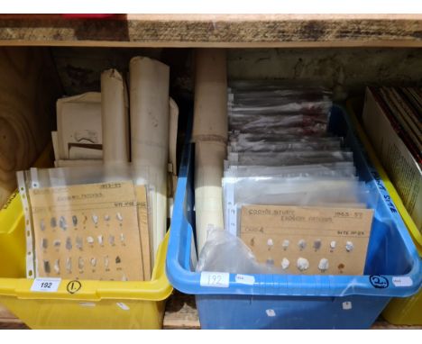 Two boxes containing an archaeological excavation of a prehistoric moorland site, "Cook's Study", near Holmfirth, West Yorksh