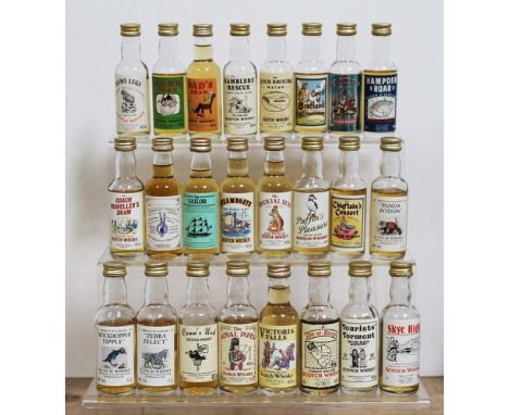 24 assorted scotch whisky miniatures comprising thematic labels. 