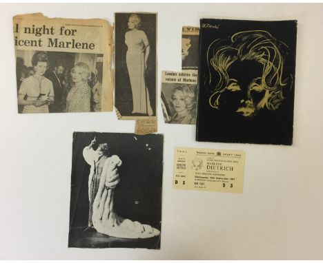 MARLENE DIETRICH PROGRAMME AND AUTOGRAPH - A copy of a 1971 programme for a Mind charity fundraiser at Theatre Royal which fe