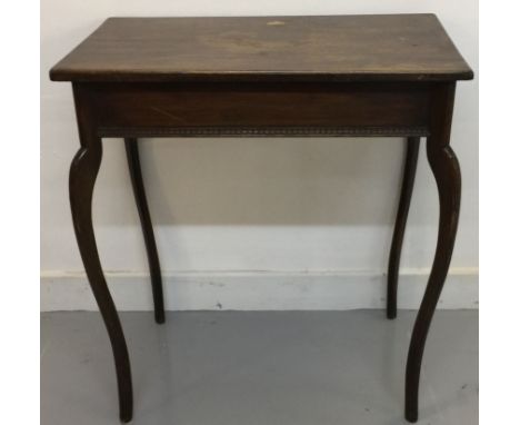 OAK HALL SIDE TABLE - with bowed legs. Measures 42cm deep, 70cm wide and 78cm tall.