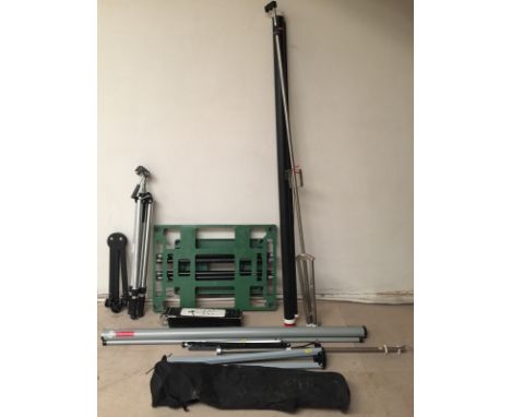 VINTAGE FILM EQUIPMENT - STANDS - Approx 8 stands, screens, monopods and tripods of various sizes. To include an Elevator Hi-
