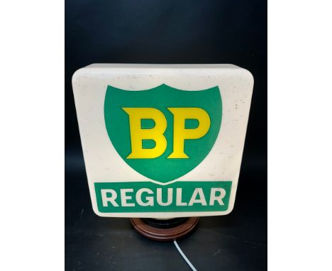 A BP Regular glass petrol pump globe by Hailware, chips to base (covered by neck ring).