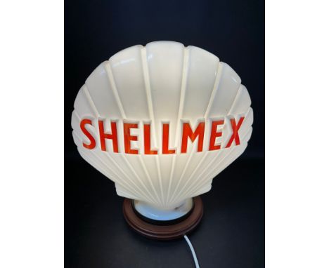 A Shellmex glass petrol pump globe by Webb's Crystal Glass Co. Ltd. chip to neck.