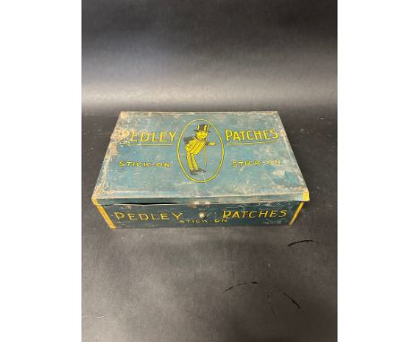 A Pedley Patches Stick-On repair patch shop dispensing tin, 12 x 8". 