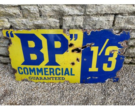 A BP Commercial Guaranteed 1/3 enamel advertising sign, numbered 270 to bottom right, 36 x 18"